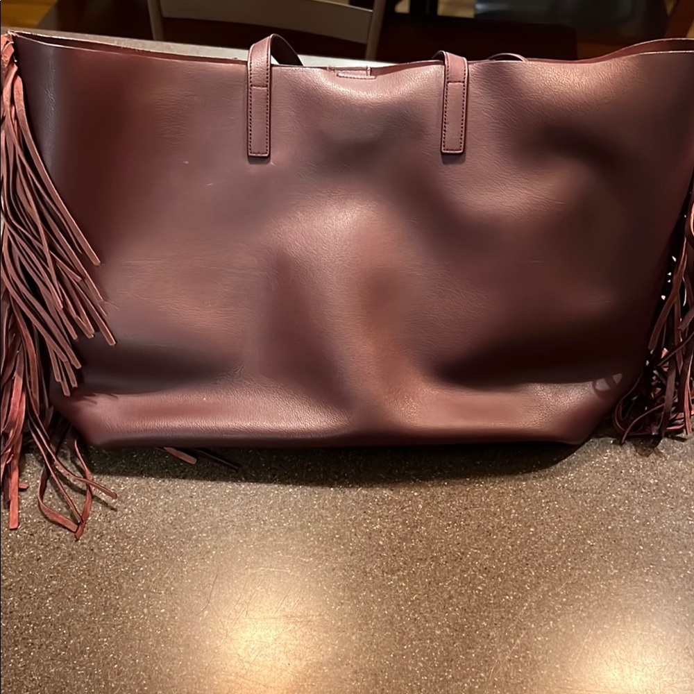 Saint Laurent Burgundy Leather Tote Bag - Picture 7 of 10